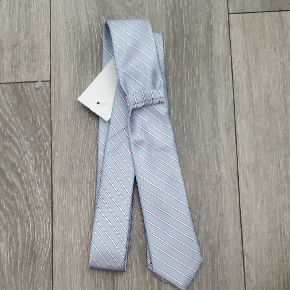 Crewcuts Light Blue Tie with White and Pink Stripes - 42"